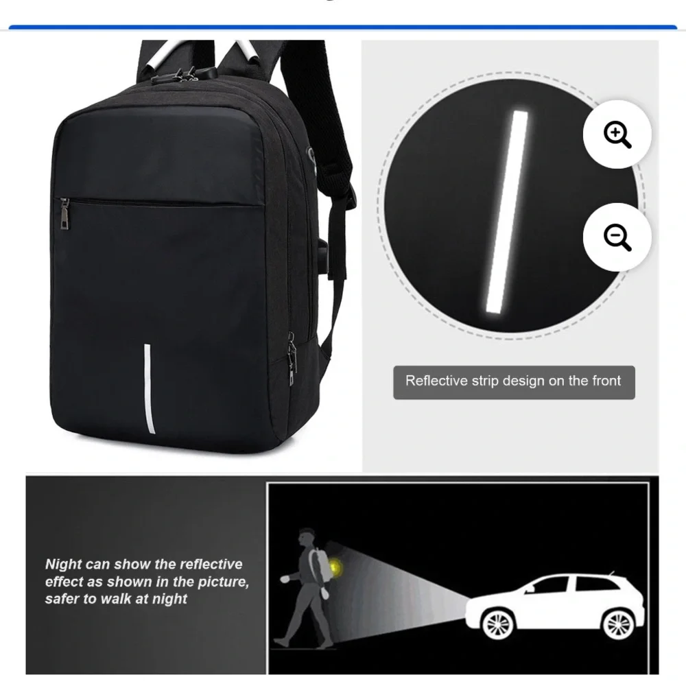 Stylish Black Men's Reflective Backpack